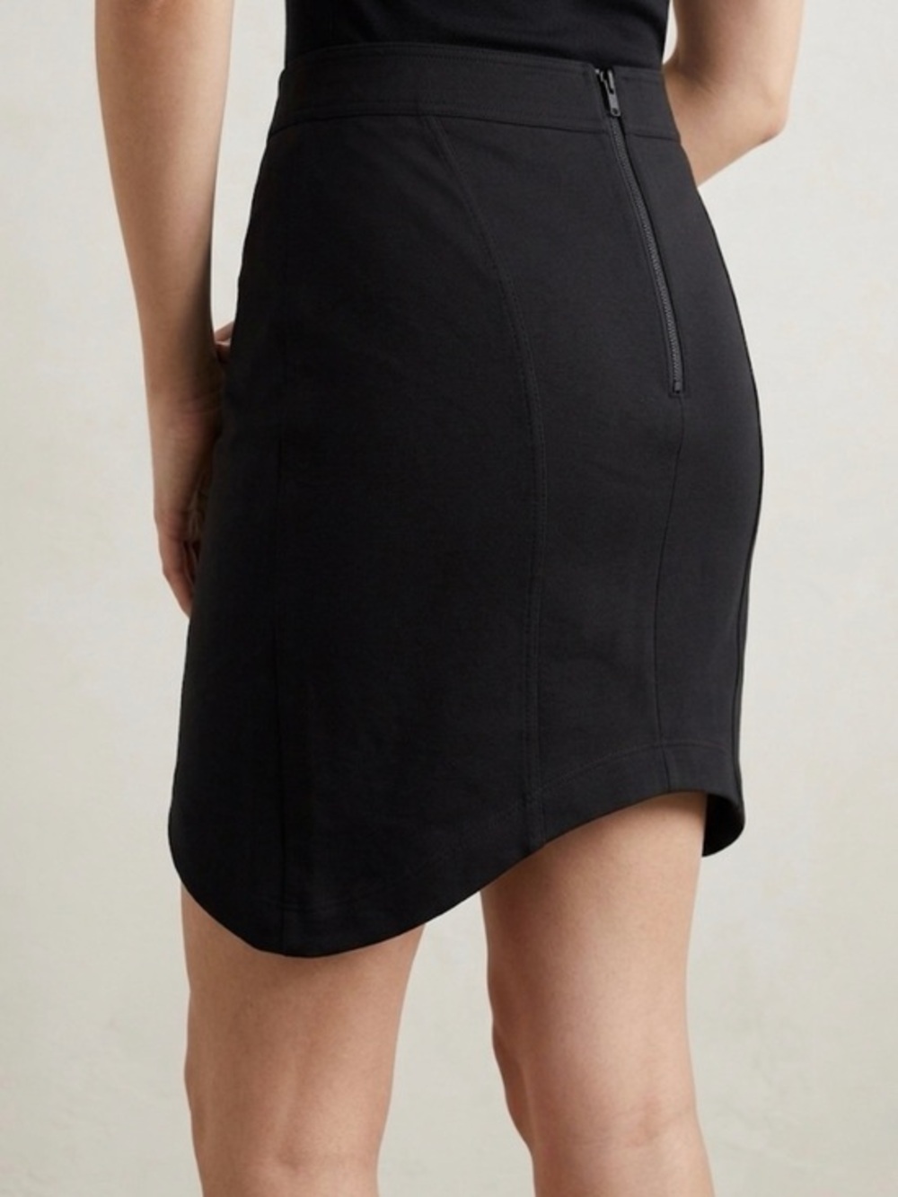 HELMUT LANG Bondage Jersey Curved Seam Mini Skirt Black Size 6